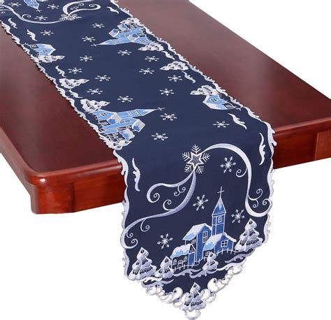 Simhomsen Decorative Navy Blue Table Runners For Christmas