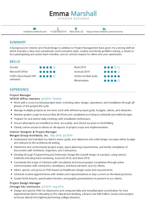 Interior Designer Resume Sample In 2024 Resumekraft