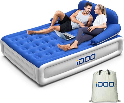 Idoo Air Mattress With Headboard Queen Size Airbed With Built In Pump Blow Up Mattress