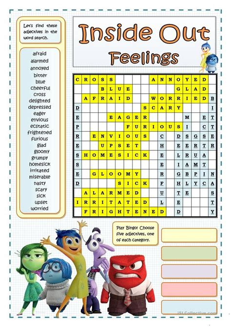 Inside Out Feelings Wordsearch With Images Social Skills