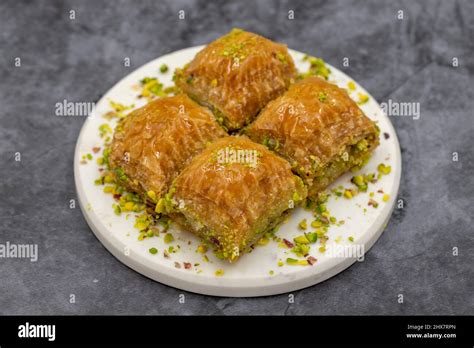 Pistachio Baklava Close Up Traditional Middle Eastern Flavors