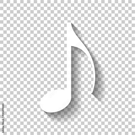 Music Note Icon White Icon With Shadow On Transparent Background Stock