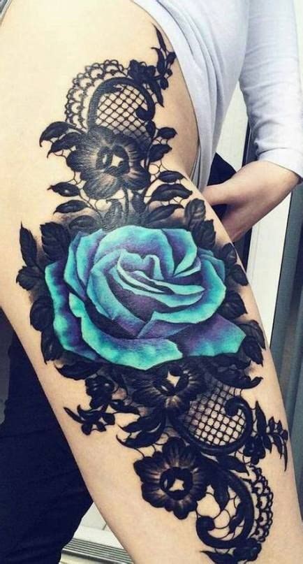 65 Ideas Flowers Tattoo Thigh Delicate Blue Rose Tattoos Rose Tattoo