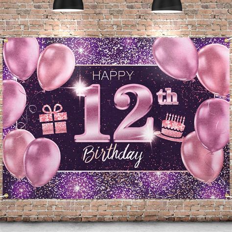 Buy Pakboom Happy 12th Birthday Banner Backdrop 12 Birthday Party