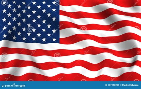 American Flag Waving In The Wind Isolated Usa Stock Photo Image Of