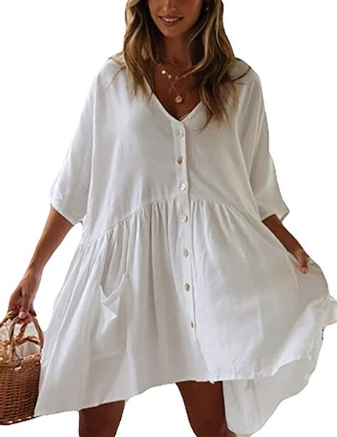 Button Down Beach Cover Up Clothing Shoes And Jewelry