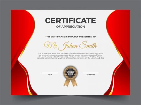 Red And White Elegant Certificate Of Achievement Template Background