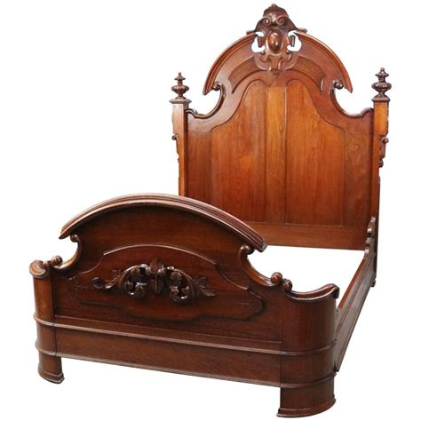 Antique Carved Walnut Rococo Revival Full Size Bed Frame Circa 1880 At