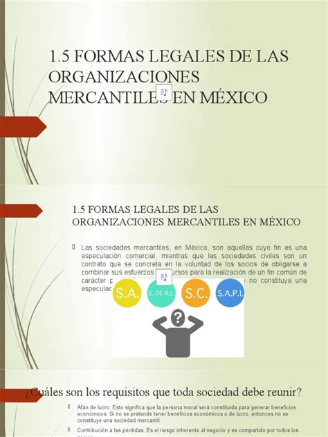 15 Formas Legales De Las Organizaciones Mercantiles En México Pdf