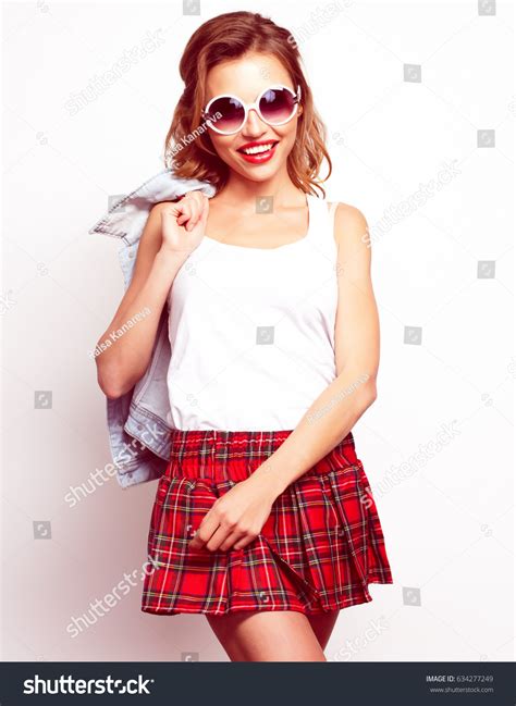 Lovely Student Girl Wearing Short Skirt Stock Photo 634277249