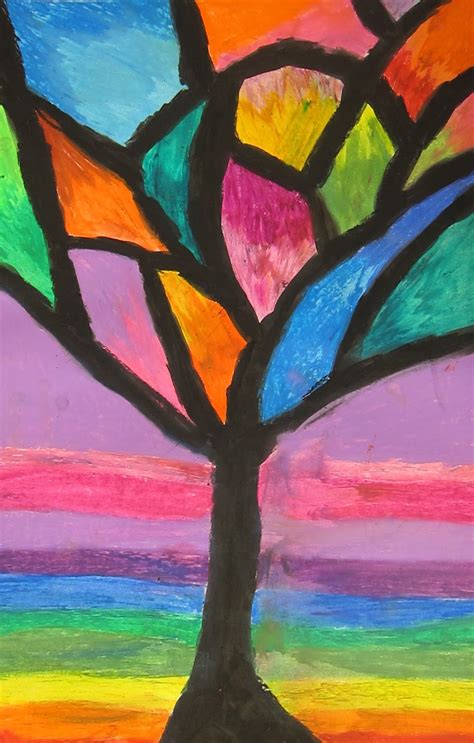 Art Is Basic Art Teacher Blog Abstract Oil Pastel Trees Th Th Grade