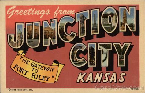 An Old Postcard With The Words Junction City Kansas On It