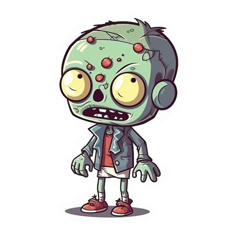 Premium Ai Image Cute Zombie Vector Cartoon Simple White Background