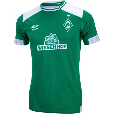 White and jade green horizontal striped shirt with long point jade green collar and sv werder bremen logo on the left side of chest. 2018/19 Josh Sargent Werder Bremen Home Jersey - Soccer Master