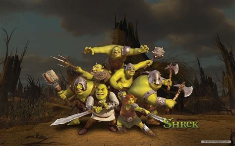 Shrek And Green Friend In Battle Wallpaper Movie Wallpaper