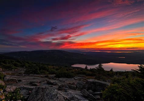 Sunset From Cadillac Mountain Acadia National Park In Bar Harbor Me