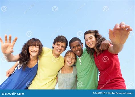 Group Of Teenage Friends Standing Outside Stock Photo Image 14632916