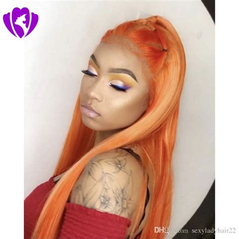 Fast Shipping Orange Synthetic Lace Front Wigs For Women Afro Long