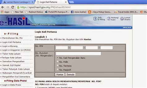Langkah 2# klik permohonan nombor pin. 421R4: CARA ISI BORANG E-FILING LHDN