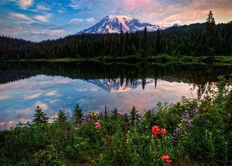 Morning Glory Sunrise At Reflection Lake Mt Rainier Hdr Flickr