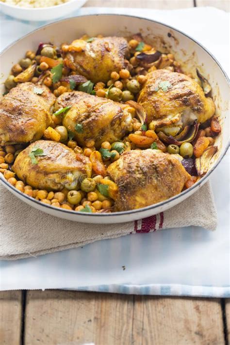 Chicken Tagine Casserole With Olives Preserved Lemons And Chickpeas