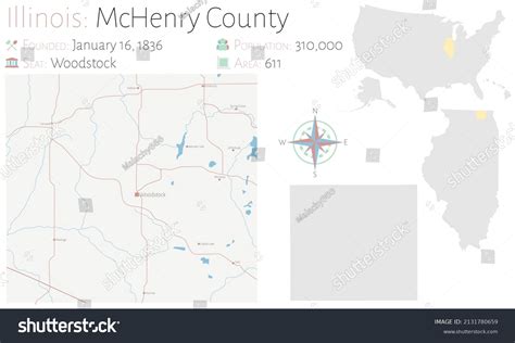 Large Detailed Map Mchenry County Illinois Stock Vector Royalty Free