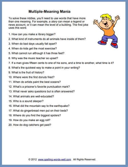 Brain Teasers And Riddles For Spelling And Language Fun