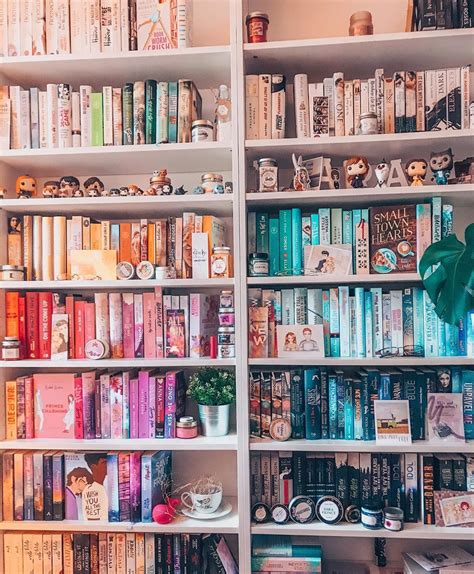 A Bookshelf Filled With Lots Of Books Next To A Potted Green Plant
