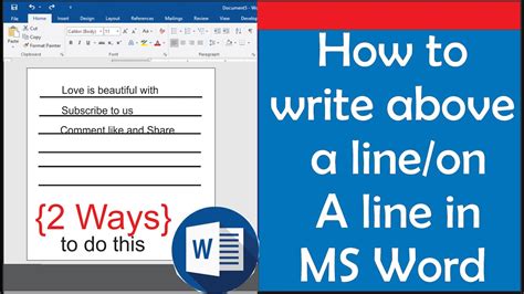How To Type On A Line In Word How To Write Above A Line In Ms Word