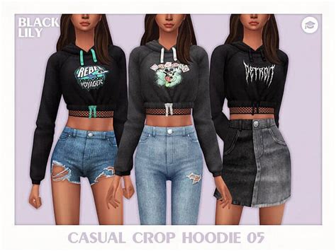 Casual Crop Hoodie 05 By Black Lily At Tsr Sims 4 Updates