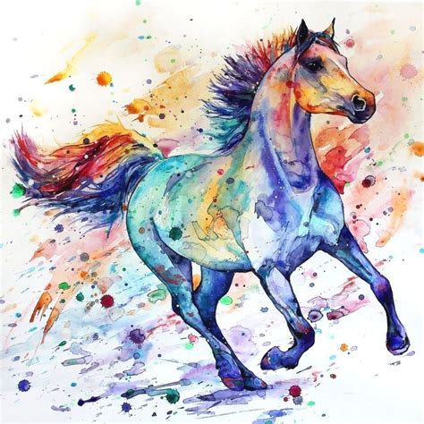 Watercolor Horse Painting Watercolor Animals Canvas Painting Oil