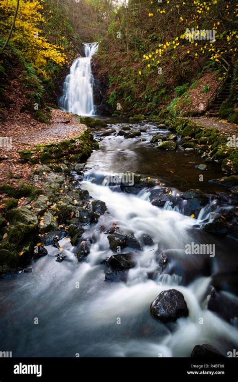 Waterfall At Glenoe In County Antrim Stock Photo Alamy