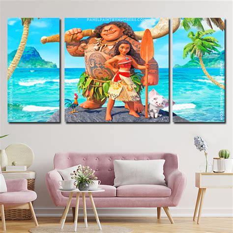 Disney Moana 3 Panels Paint By Number Panel Paint By Numbers
