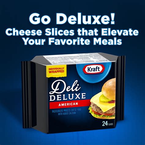 Kraft Deli Deluxe American Cheese Individually Wrapped Slices Pack 16