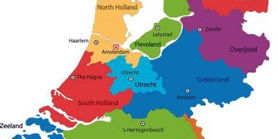 Niederländisch nederland und friesisch nederlân, singular, informell holland) sind eines der vier autonomen länder des königreiches der niederlande. Niederlande Provinzen-Karte - Landkarte Niederlande ...