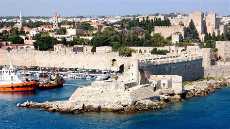 The Medieval Town Of Rhodes Mandraki Harbour Greece