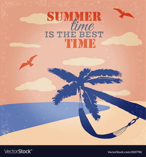 Vintage Beach And Summer Poster Royalty Free Vector Image