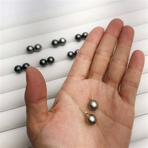 9mm Tahitian Pearls Ovel Studs Earrings On 14kgold Filled No835