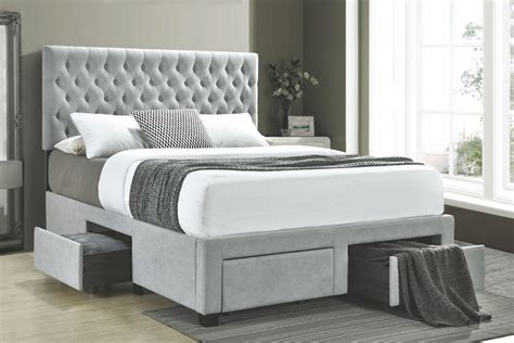 Shelburne Light Gray Upholstered Full Storage Bed 1stopbedrooms