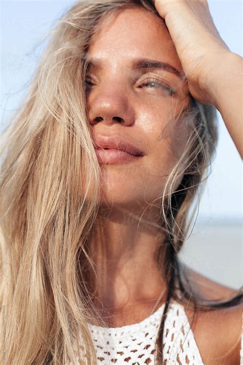Happy Natural Beauty Blonde Woman Closeup By Stocksy Contributor Viktor Solomin Stocksy
