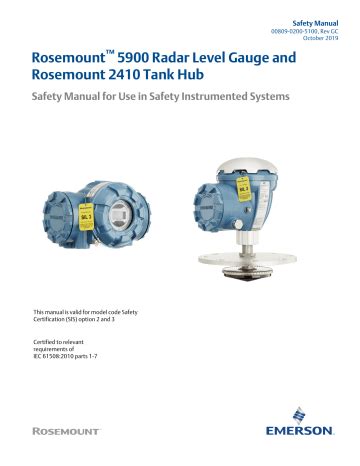 Rosemount 5900 Radar Level Gauge And 2410 Tank Hub Owner S Manual