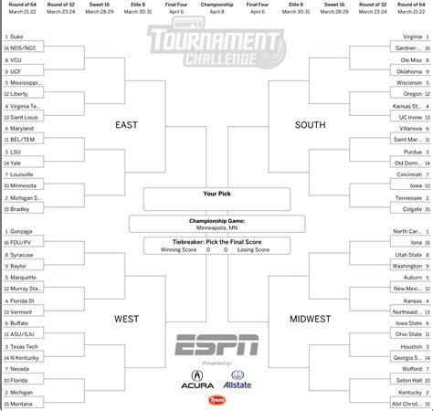 Espn Bracket Challenge Printable Espn Filling Codes Fanatix Anacollege