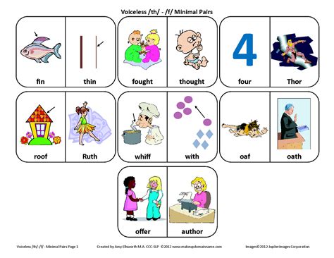 Testy Yet Trying Voiceless Th F Minimal Pairs Picture Cards