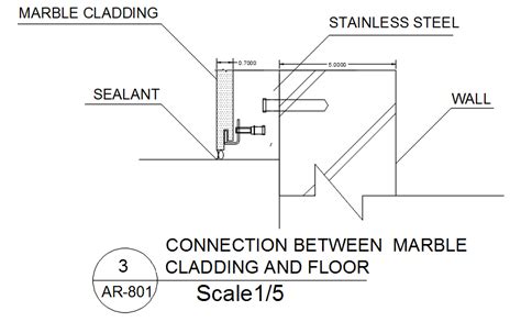 Connection Between Marble Cladding And Floor With Detail Autocad