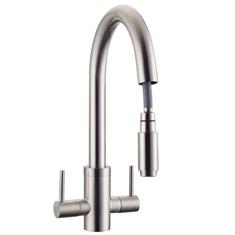 Architeckt Dual Lever Kitchen Tap With Pull Out Spray Brushed Kitchen