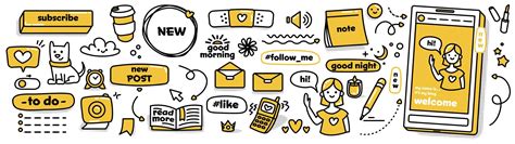 Premium Vector Modern Doodle Stickers For Social Media Vector