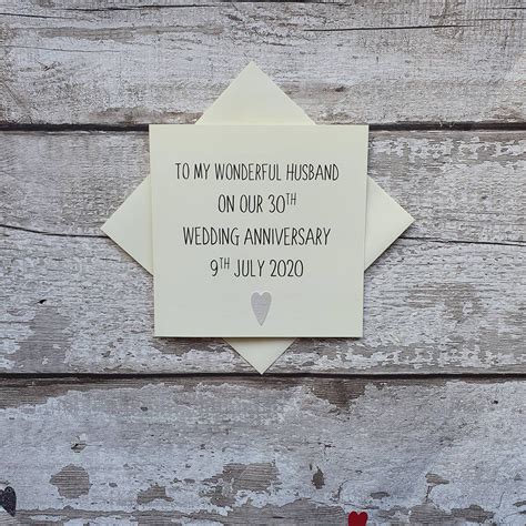 Th Pearl Wedding Anniversary Card For Husband Personalised Etsy Uk