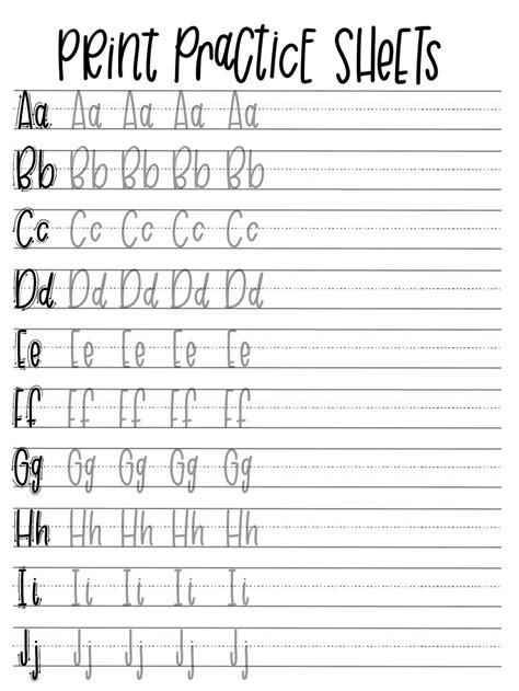 Print Practice Sheets Lowercase Uppercase Full Alphabet Hand