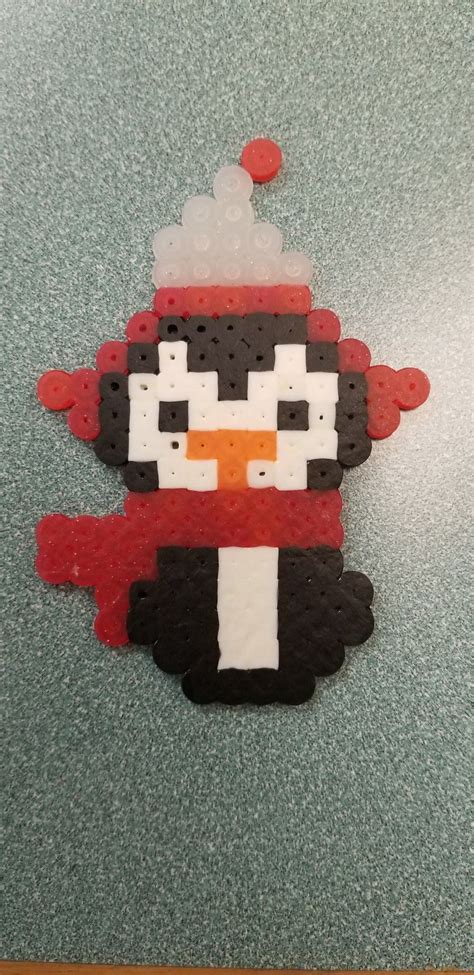 Made A Perler Bead Holiday Edition Penguin And Its So Cute 🐧 Heres