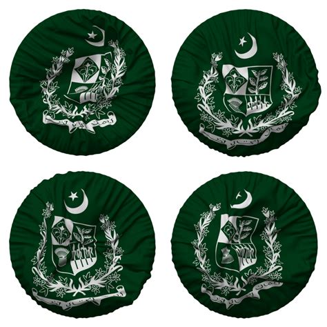 State Emblem Of Pakistan Coat Of Arms Flag In Round Shape Isolated